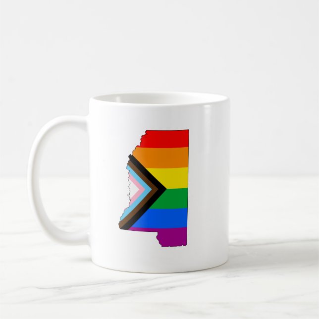 Mississippi State Pride LGBTQ Progress Pride Coffee Mug (Left)