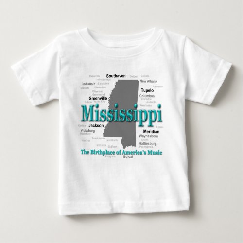 Mississippi State Pride Map Silhouette Baby T_Shirt
