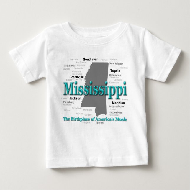 Mississippi State Pride Map Silhouette Baby T-Shirt (Front)