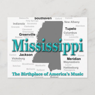 Mississippi State Pride Map Silhouette Postcard