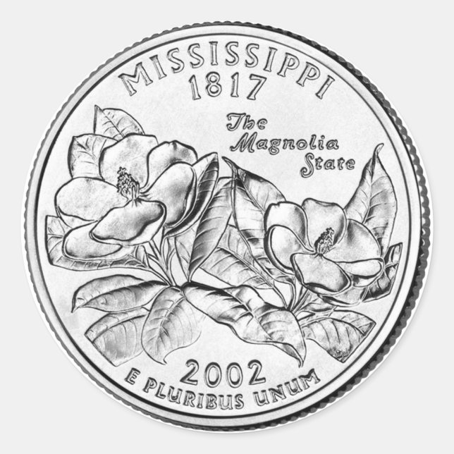 Mississippi State Quarter Classic Round Sticker (Front)
