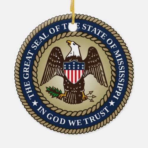 Mississippi state seal america republic symbol fla ceramic ornament