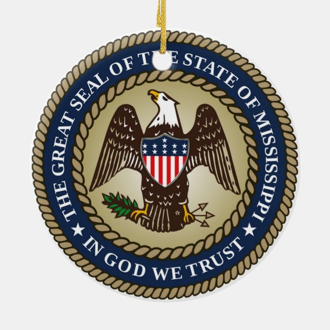 Mississippi state seal america republic symbol fla ceramic ornament (Back)