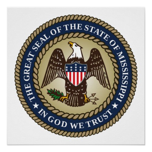 Mississippi state seal america republic symbol fla poster