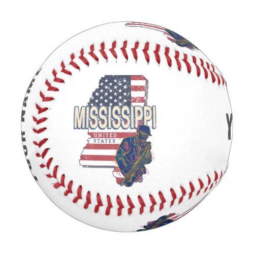 Mississippi State United States Map Vintage USA Baseball