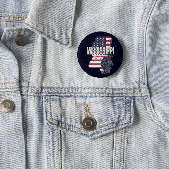 Mississippi State United States Map Vintage USA Button (In Situ)