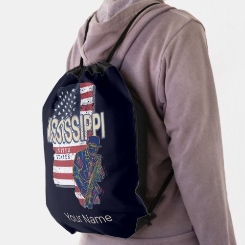 Mississippi State United States Map Vintage USA Drawstring Bag