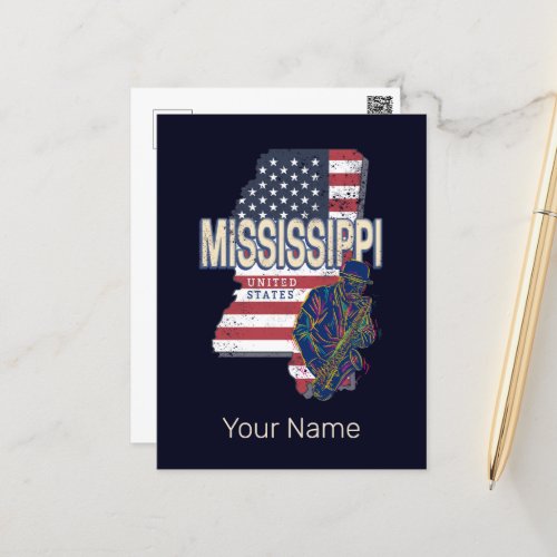 Mississippi State United States Map Vintage USA Holiday Postcard