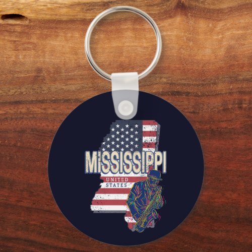Mississippi State United States Map Vintage USA Keychain