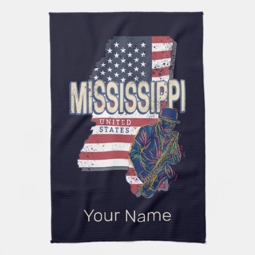 Mississippi State United States Map Vintage USA Kitchen Towel