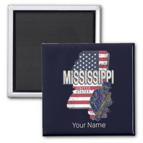 Mississippi State United States Map Vintage USA Magnet