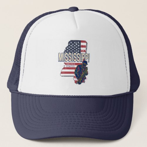 Mississippi State United States Map Vintage USA Trucker Hat