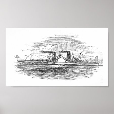 Mississippi Steamboat 1854 Poster