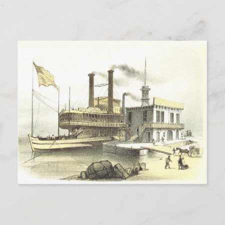 Mississippi Steamboat City Of Memphis, 1860 Postcard
