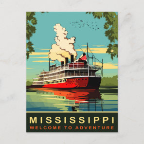 Mississippi, Steamboat Cruiser, Vintage Travel Postcard