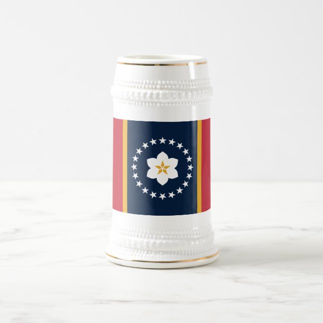 Mississippi: The Magnolia US State Flag Beer Stein (Center)