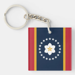 Mississippi: The Magnolia US State Flag Keychain