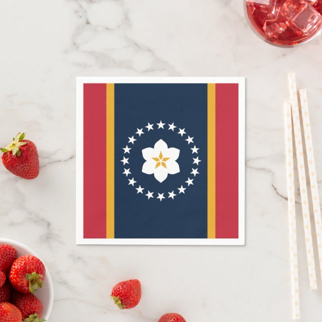 Mississippi: The Magnolia US State Flag Napkins (Insitu)