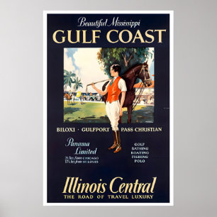 Mississippi Travel Poster Polo Art Gulf Coast