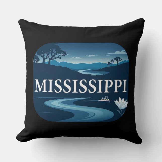 Mississippi United States of America Throw Pillow (Front)
