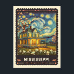 Mississippi | Vincent Van Gogh Inspired Postcard<br><div class="desc">Journey through the Magnolia State with the "Mississippi | Vincent van Gogh Inspired Postcard, " a vibrant portrayal of Mississippi's rich culture and natural beauty in the style of the legendary Vincent van Gogh. This postcard showcases the iconic Mississippi River, the sprawling cotton fields, and historic landmarks, all reimagined with...</div>