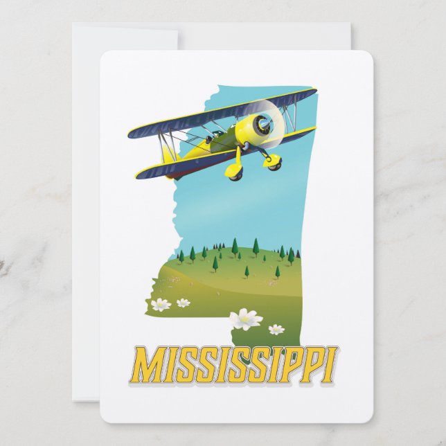 Mississippi Vintage Map travel poster print. (Front)