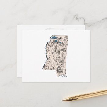 Mississippi Vintage Picture Map Antique Chart Postcard by PNGDesign at Zazzle