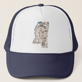 Mississippi Vintage Picture Map Baseball Style Trucker Hat by PNGDesign at Zazzle