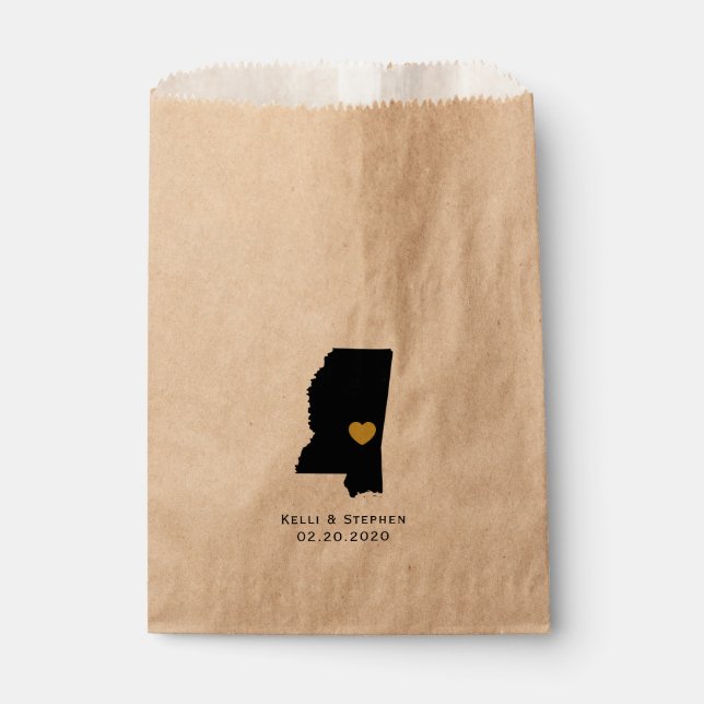 Mississippi Wedding Favor Treat Sacks, Gift Bags (Front)