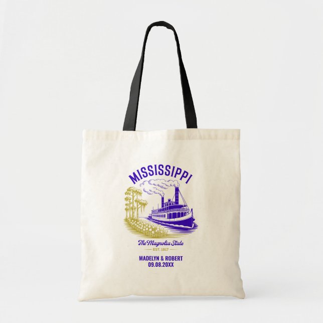 Mississippi Wedding Welcome Bag, State Love Tote Bag (Front)