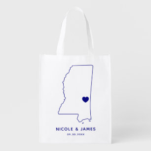 Mississippi Wedding Welcome Bag Tote with Map