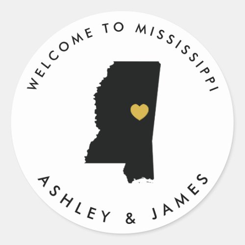 Mississippi Wedding Welcome Sticker Tag Gold Black