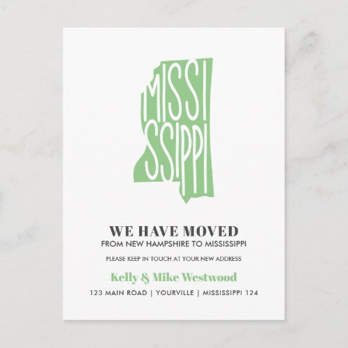 MISSISSIPPI Weve moved New address New Home Postcard