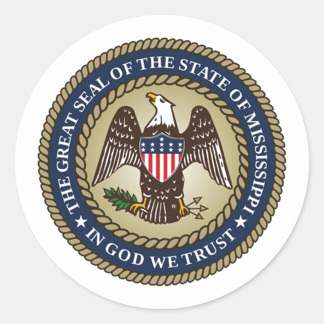 Mississippian Seal, Mississippi Classic Round Sticker (Front)