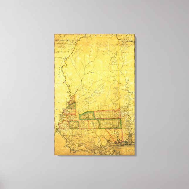MississippiPanoramic MapMississippi Canvas Print (Front)