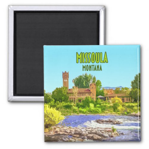Missoula Montana Downtown River Vintage Magnet