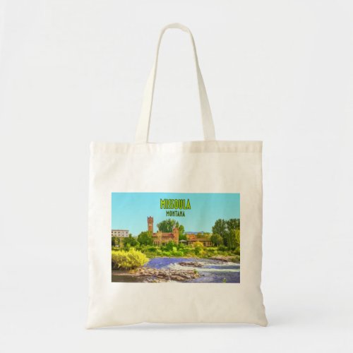 Missoula Montana Downtown River Vintage Tote Bag