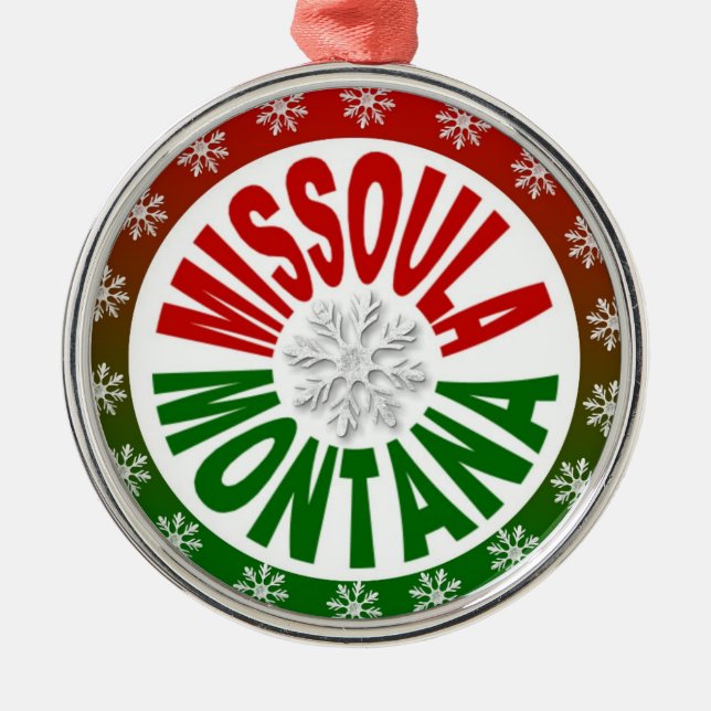 Missoula Montana red green holiday ornament (Front)