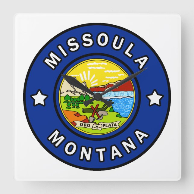 Missoula Montana Square Wall Clock (Front)