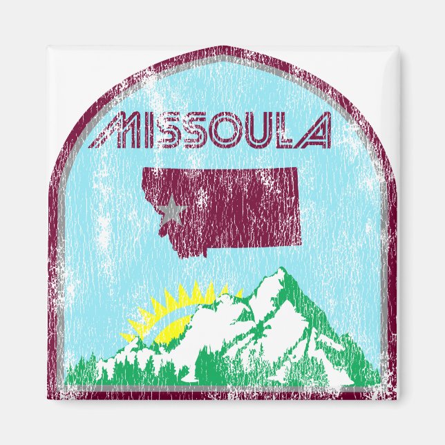 Missoula Montana State Vintage Magnet (Front)
