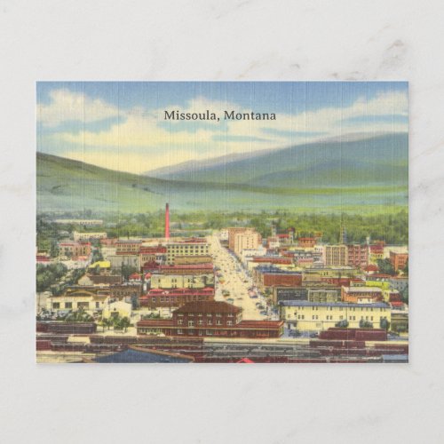 Missoula Montana vintage birds_eye view Postcard