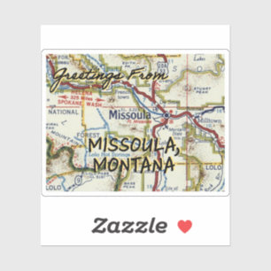 Missoula Montana Vintage Map Sticker