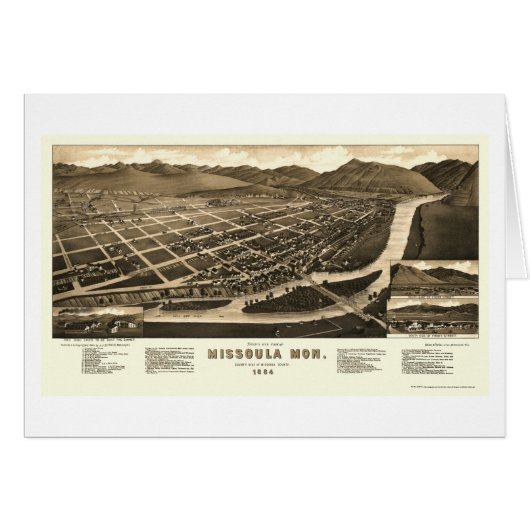 Missoula, MT Panoramic Map - 1884 Cards (Front Horizontal)