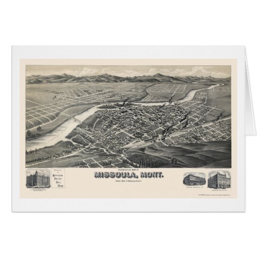 Missoula, MT Panoramic Map - 1891 Cards (Front Horizontal)