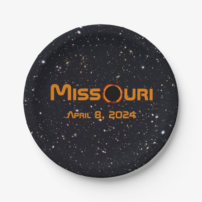 Missouri 2024 Total Solar Eclipse  Paper Plates (Front)