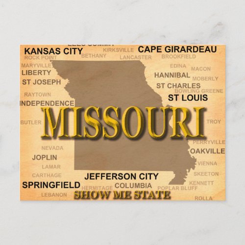 Missouri Antique Map Postcard