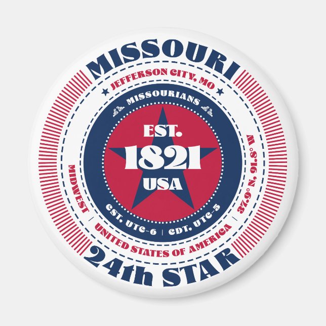 Missouri Circle Typography Souvenir Magnet (Front)