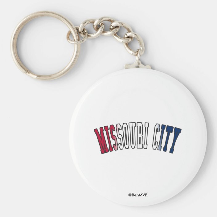 Missouri City in Texas State Flag Colors Keychain