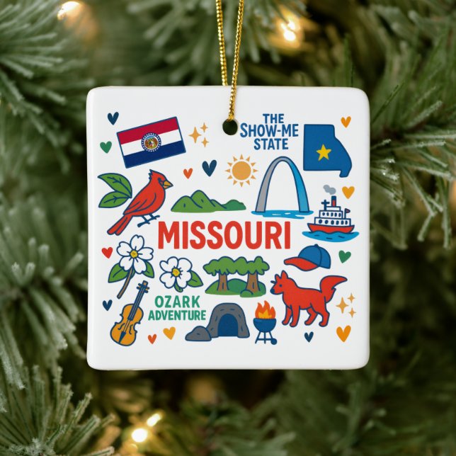 Missouri Custom Family Trip Christmas Ceramic Ornament (Tree)