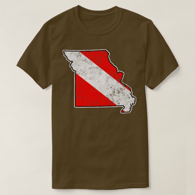 Missouri Dive Flag Scuba Diving State Map Dive Fla T-Shirt (Design Front)